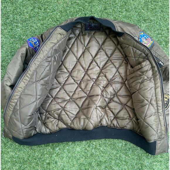 Bleecker & Mercer MA-1 Style Military Patch Bomber (Top Gun) Men’s Large - Picture 5 of 6